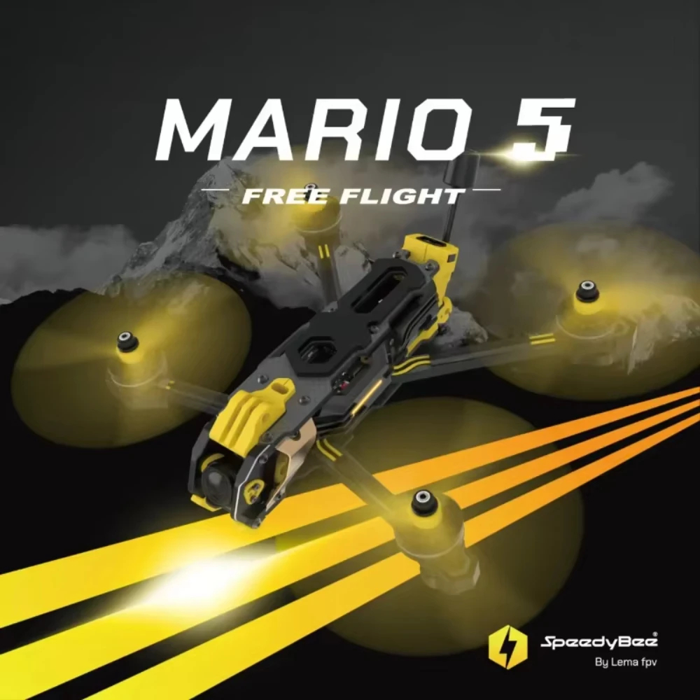 Drone Racing Frame - Speedybee マリオ5 O4 フレームキット DC/XHバージョン、カーボンファイバープレート付き、FPVフリースタイルRCレーシングドローン