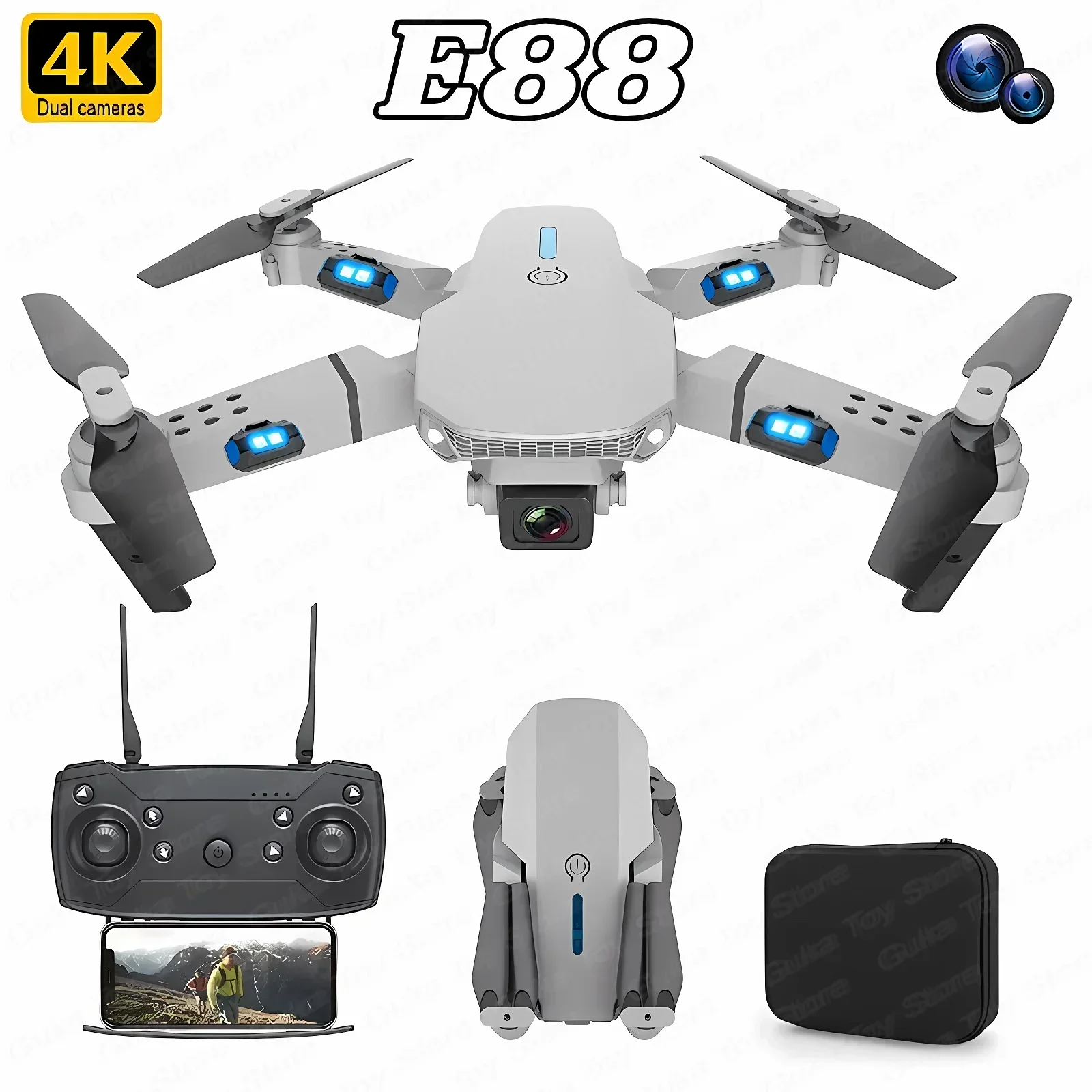 折りたたみ式クワッドコプター,e88プロ広角fpv,wifi - Drone Racing Camera のレビューと価格